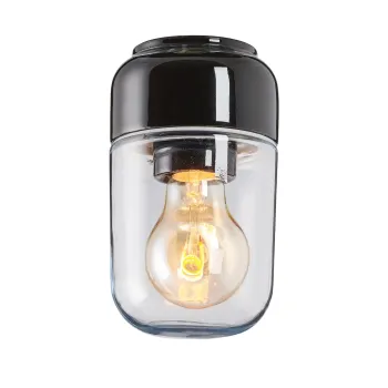 IFÖ Electric Ohm 100/170 tak-/vägglampa i svart porslin med klarglas, E27, IP44