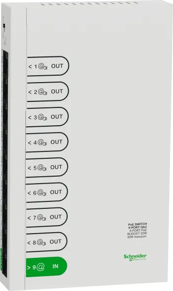 Schneider Electric Resi9 nätverksswitch, omanagerad gigabit, PoE 92 W