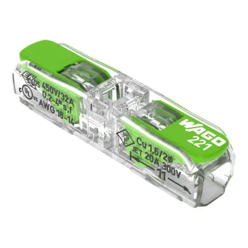 Wago 221 Green Range skarvklämma 2 ledare, max 4 mm², transparent