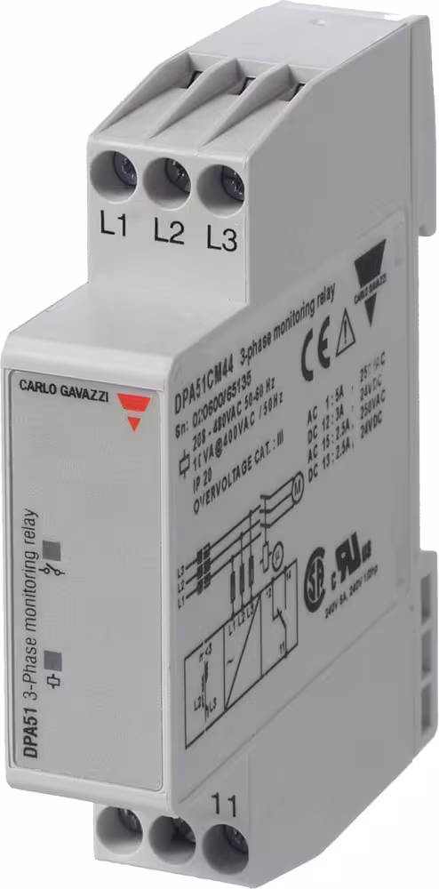 Carlo Gavazzi DPA51CM44 fasövervakningsrelä, 208–480 V AC