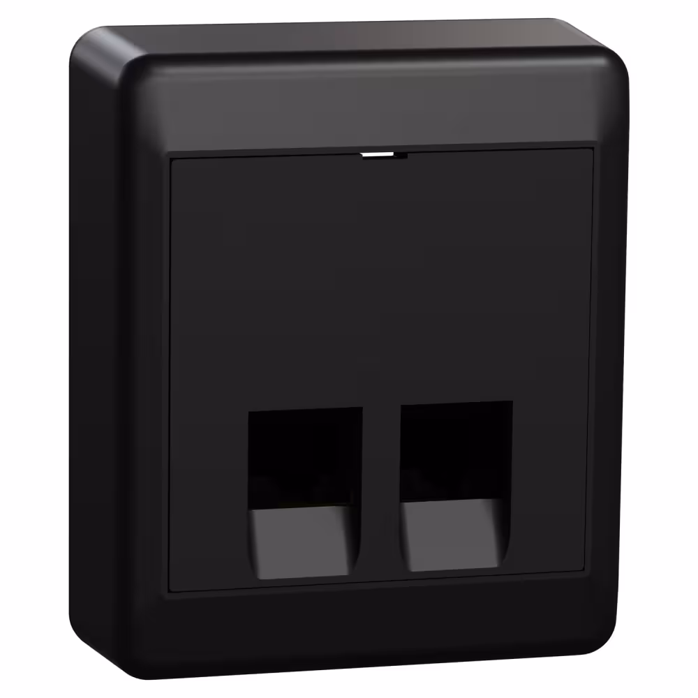 ELKO modularuttag Cat 6 UTP, 2 × RJ45, utanpåliggande, svart