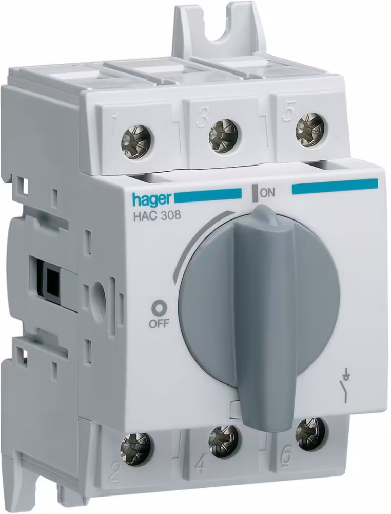 Hager HAC308 huvudbrytare 3-polig 80 A, 3 moduler