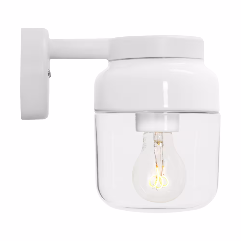 Ifö Ohm Wall 140/205 vägglampa i porslin med klarglas, E27, IP44