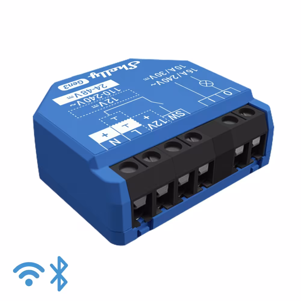Shelly 1 Gen3 WiFi-relä, 1 kanal, potentialfri kontakt, 16 A