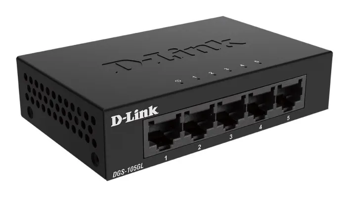 D-Link DGS-105GL/E switch med 5 Gigabit-portar, ohanterad, bordsmodell