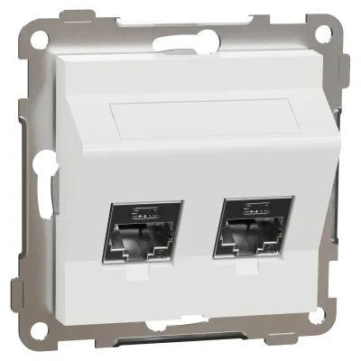 ELKO RS datauttag 2 × RJ45 Cat 6A STP, vinklat, infällt, renvit