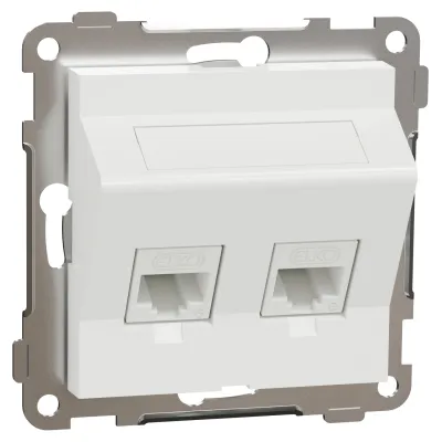 ELKO RS datauttag vinklat 2x RJ45 Cat 6 UTP, renvit