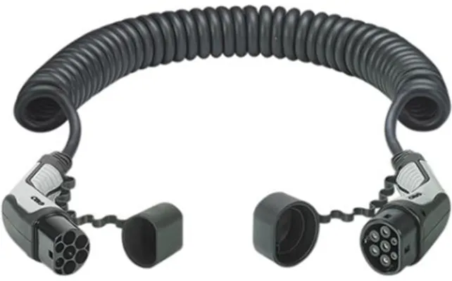 Garo laddkabel typ 2 till typ 2, 3-fas 20 A, 4 m spiralkabel