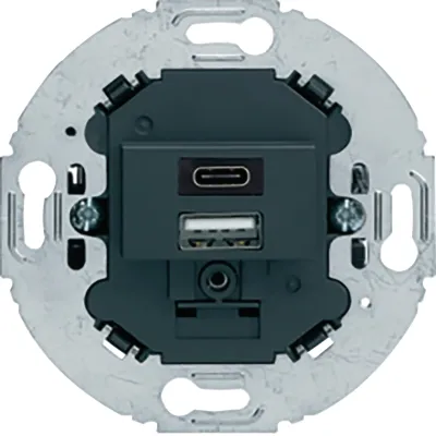 Hager 1930 USB-ladduttag A + C, 3000 mA, för infällt montage