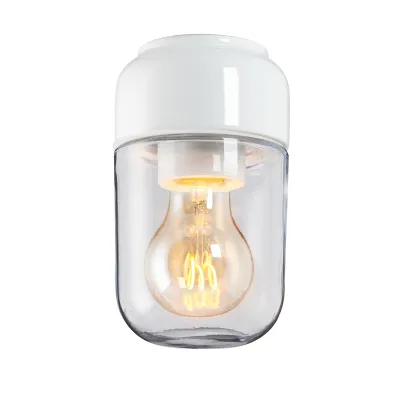 IFÖ Electric Ohm 100 vägg-/taklampa i porslin med klarglas, E27, IP44