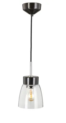IFÖ Electric Smycka Klara pendel i klarglas, E27, svart textilkabel 2 m