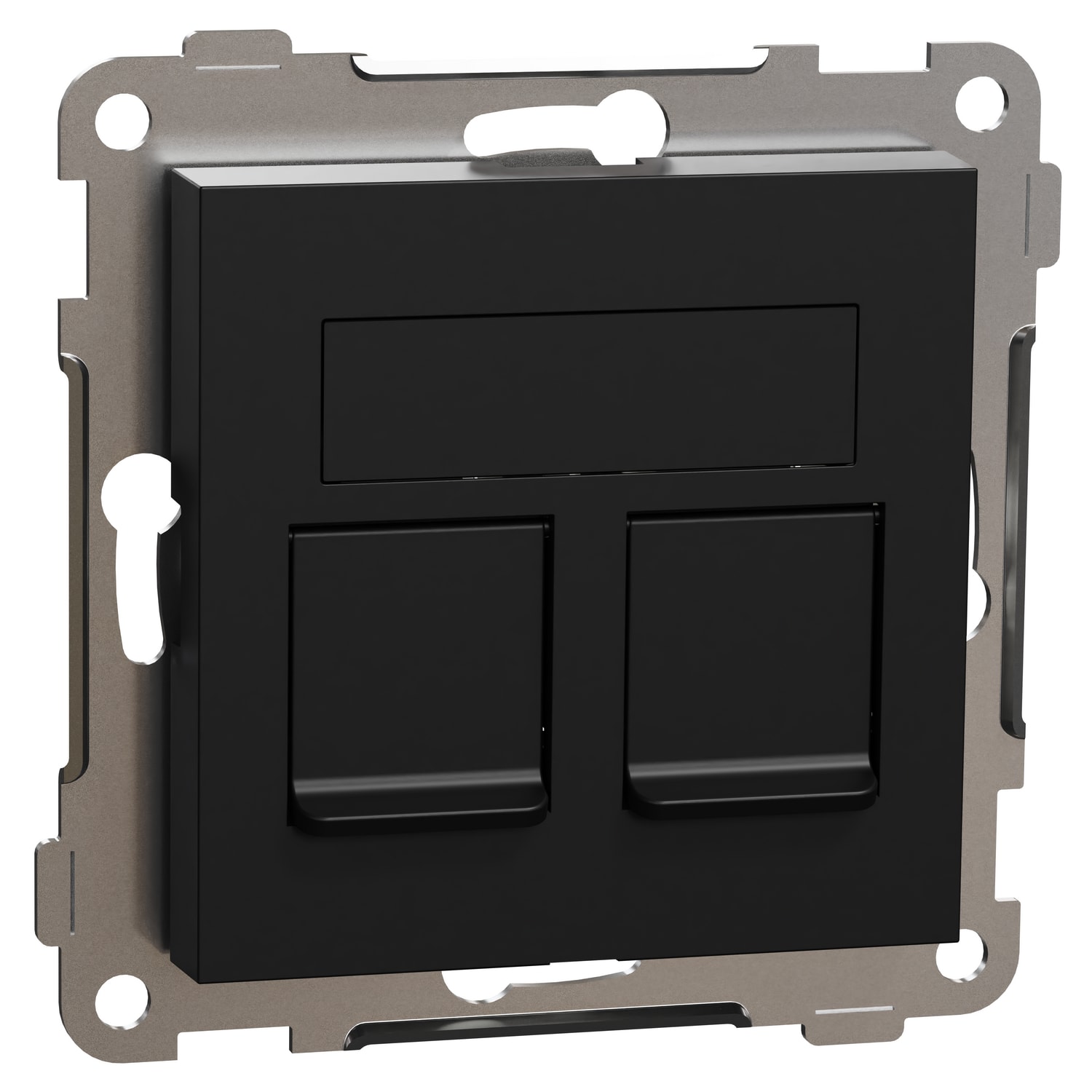 ELKO RS/PLUS datauttag Cat 6A STP, 2×RJ45, rak, infällt - Svart - 5100474
