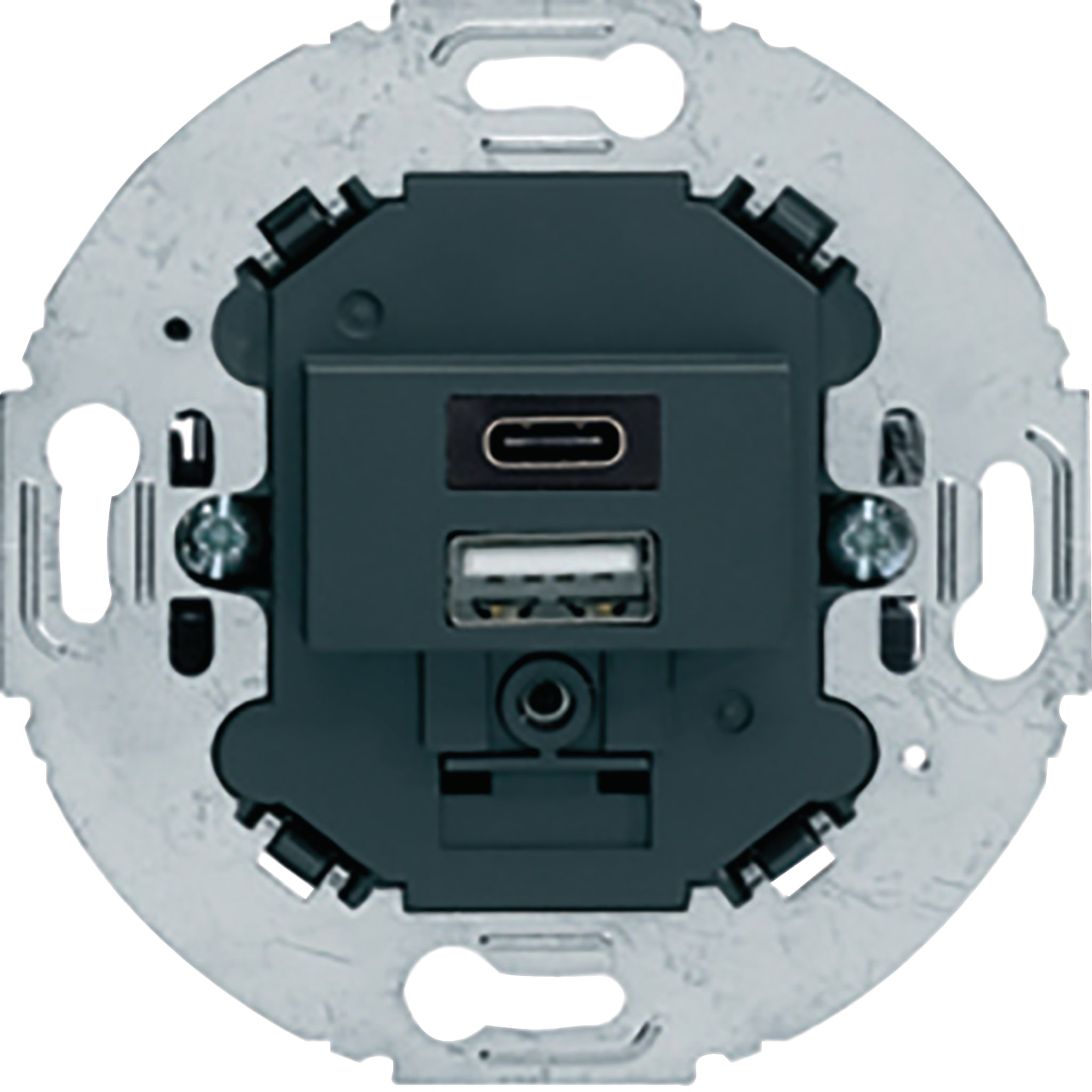 Hager 1930 USB-ladduttag A + C, 3000 mA, för infällt montage - Svart - 5200641