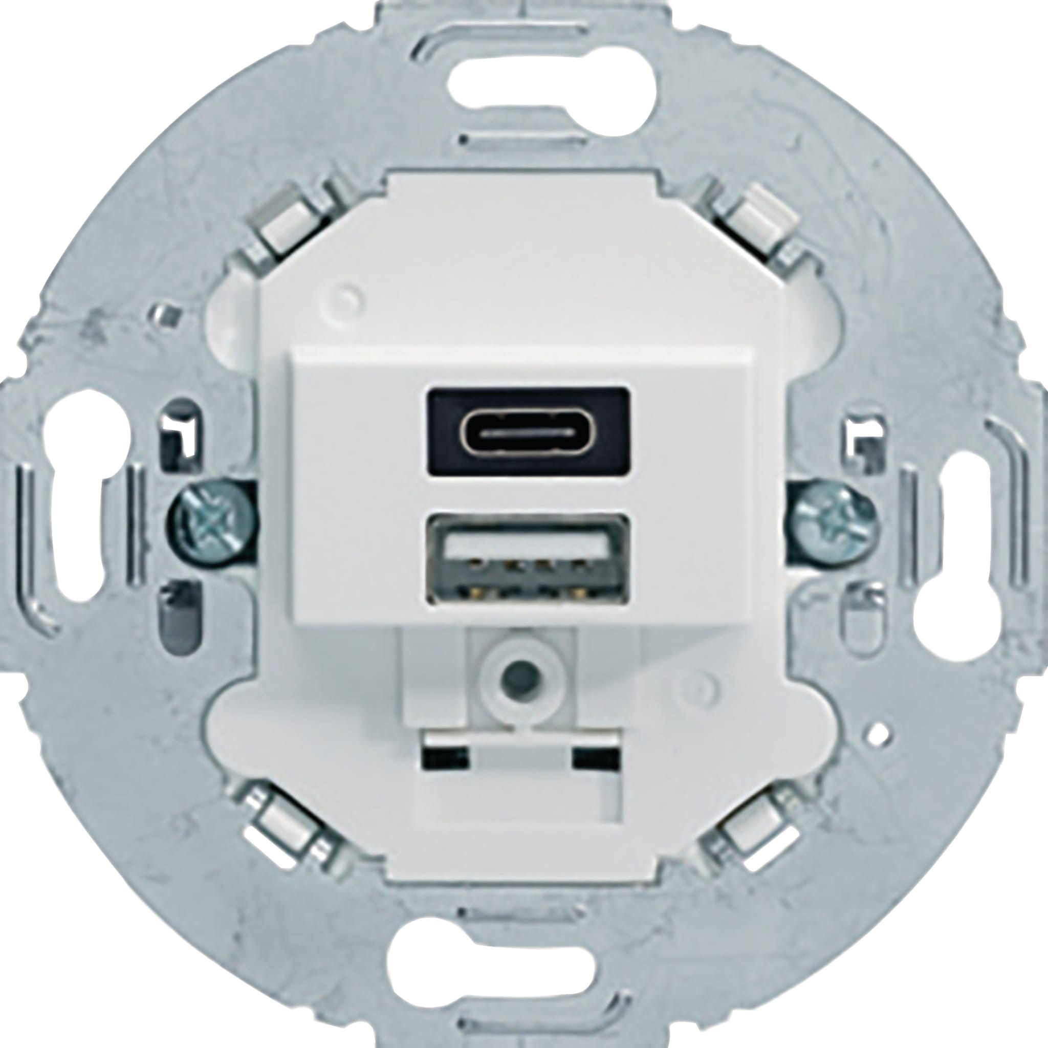 Hager 1930 USB-ladduttag A + C, 3000 mA, för infällt montage - Vit - 5200642