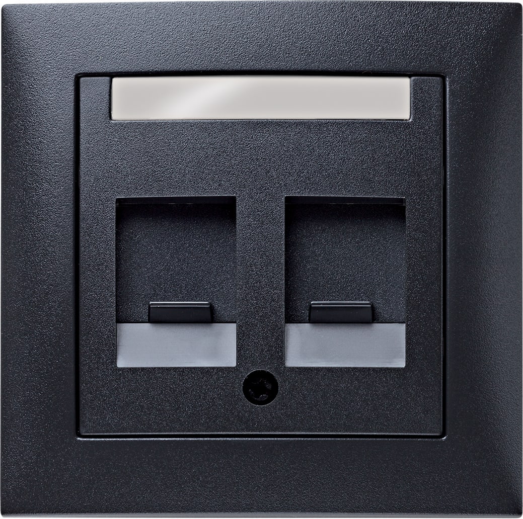 Hager Berker S.1 centrumbricka med ram för Keystone-uttag - Antracit - 1801161