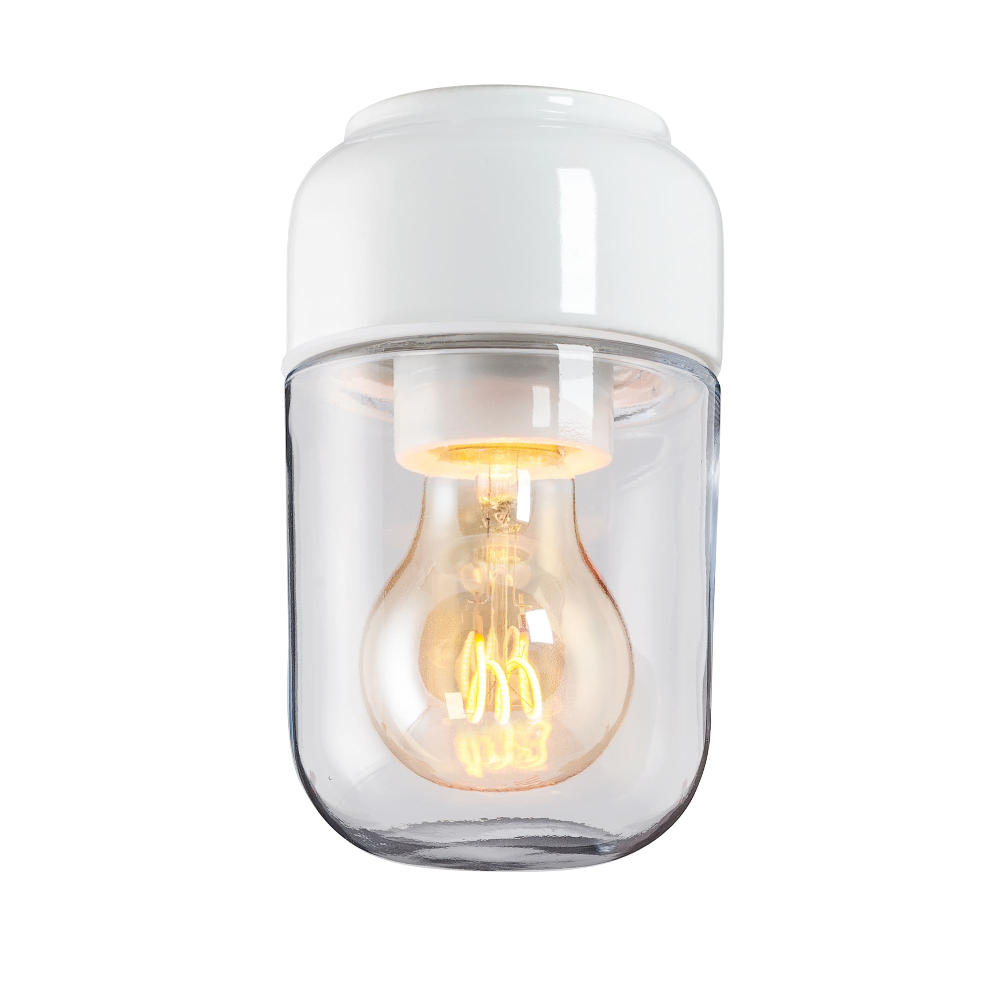 IFÖ Electric Ohm 100 vägg-/taklampa i porslin med klarglas, E27, IP44 - Vit - 7505299