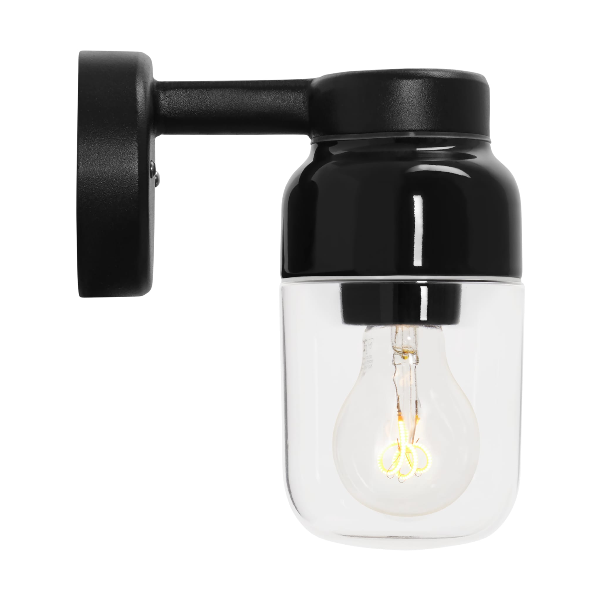 IFÖ Electric Ohm Wall 100/210 vägglampa i porslin med klarglas, E27, IP44 - Svart - 7510813
