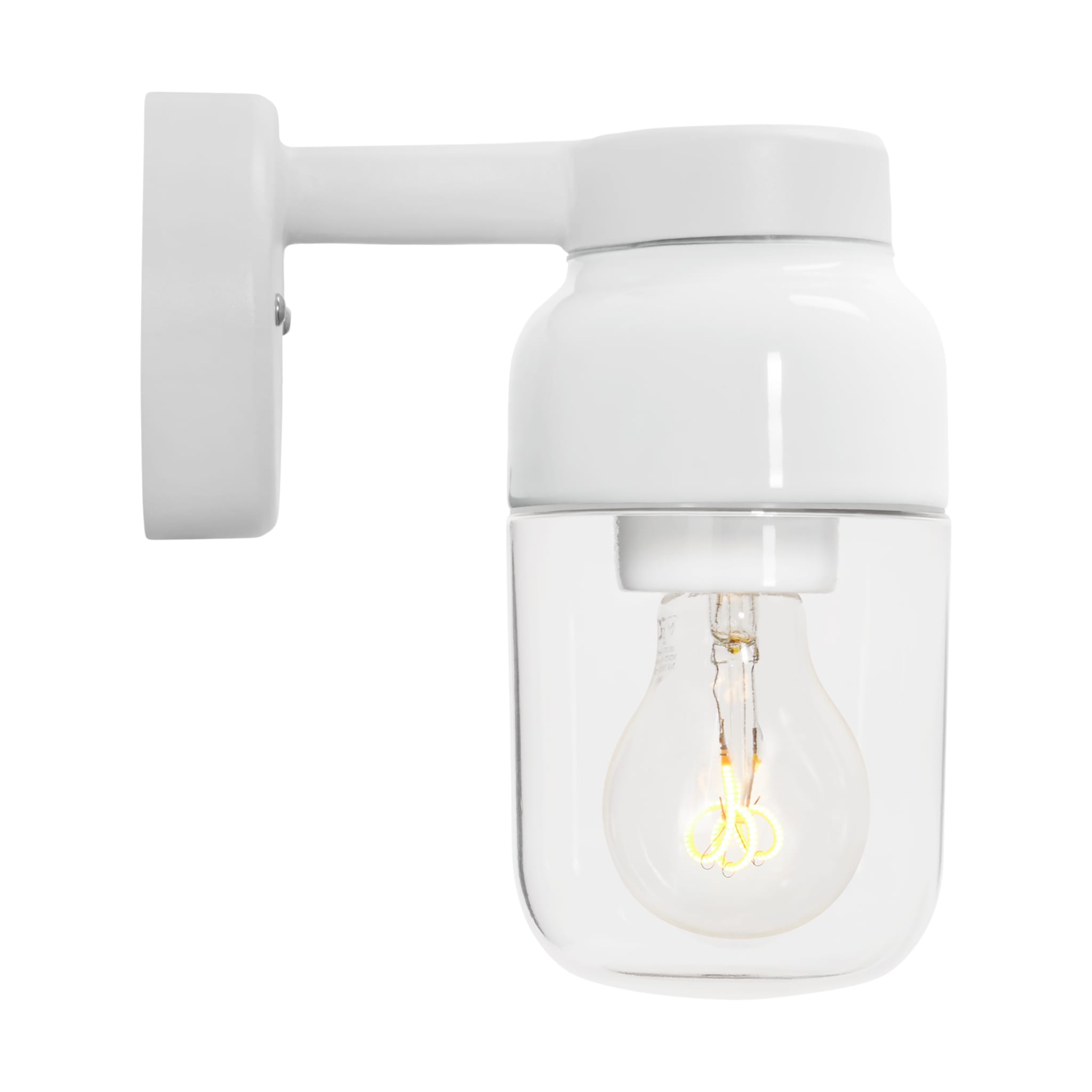 IFÖ Electric Ohm Wall 100/210 vägglampa i porslin med klarglas, E27, IP44 - Vit - 7510812