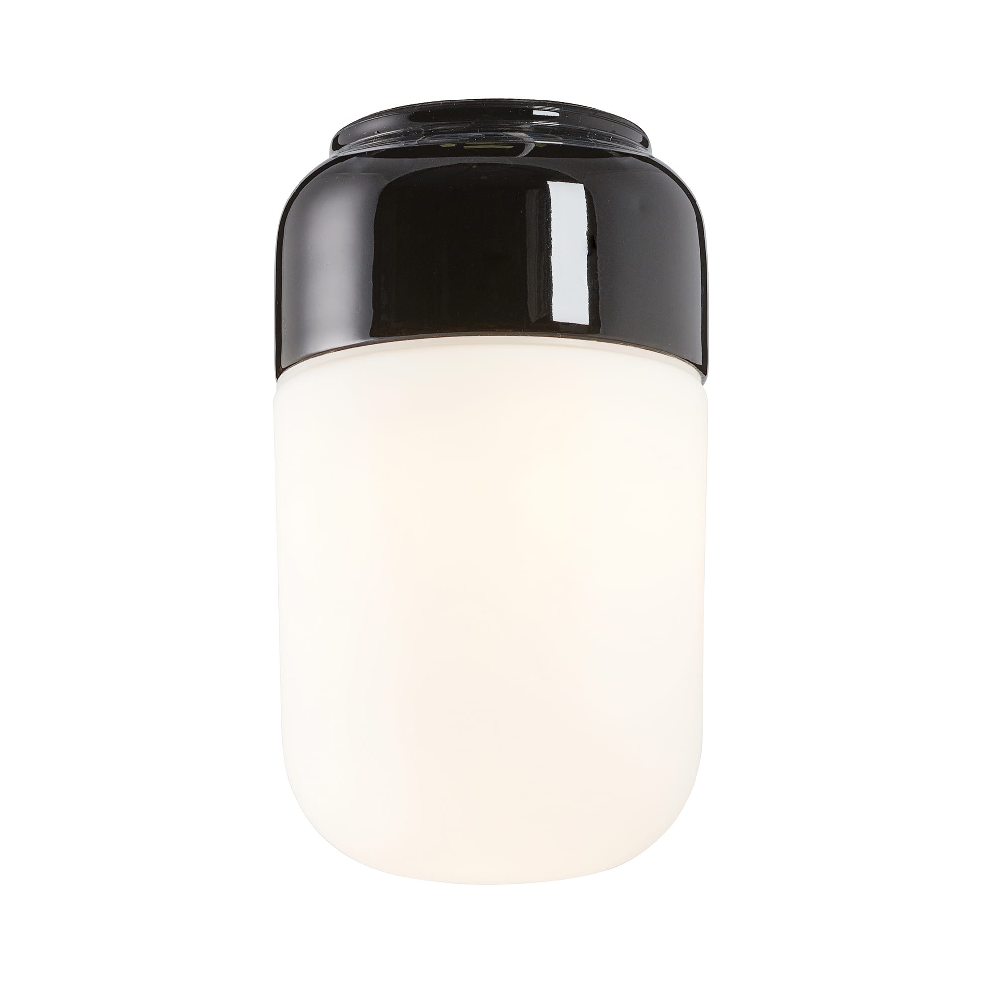 Ifö Ohm 100 vägg- och takarmatur i porslin med glaskupa, E27, IP44 - Svart - 7505296