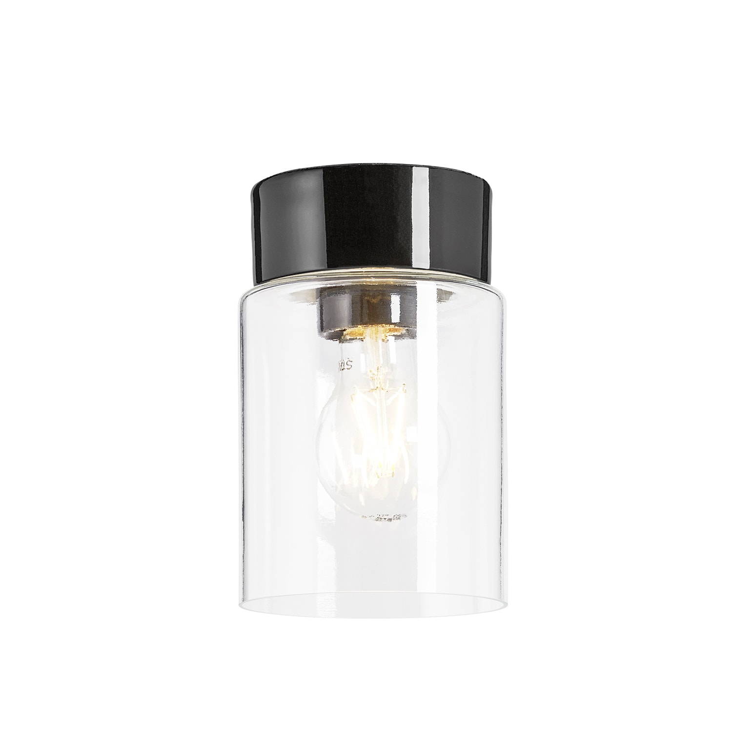 Ifö Tina armatur i porslin med glaskupa, E27 max 75 W, IP21 - Svart - 7502026