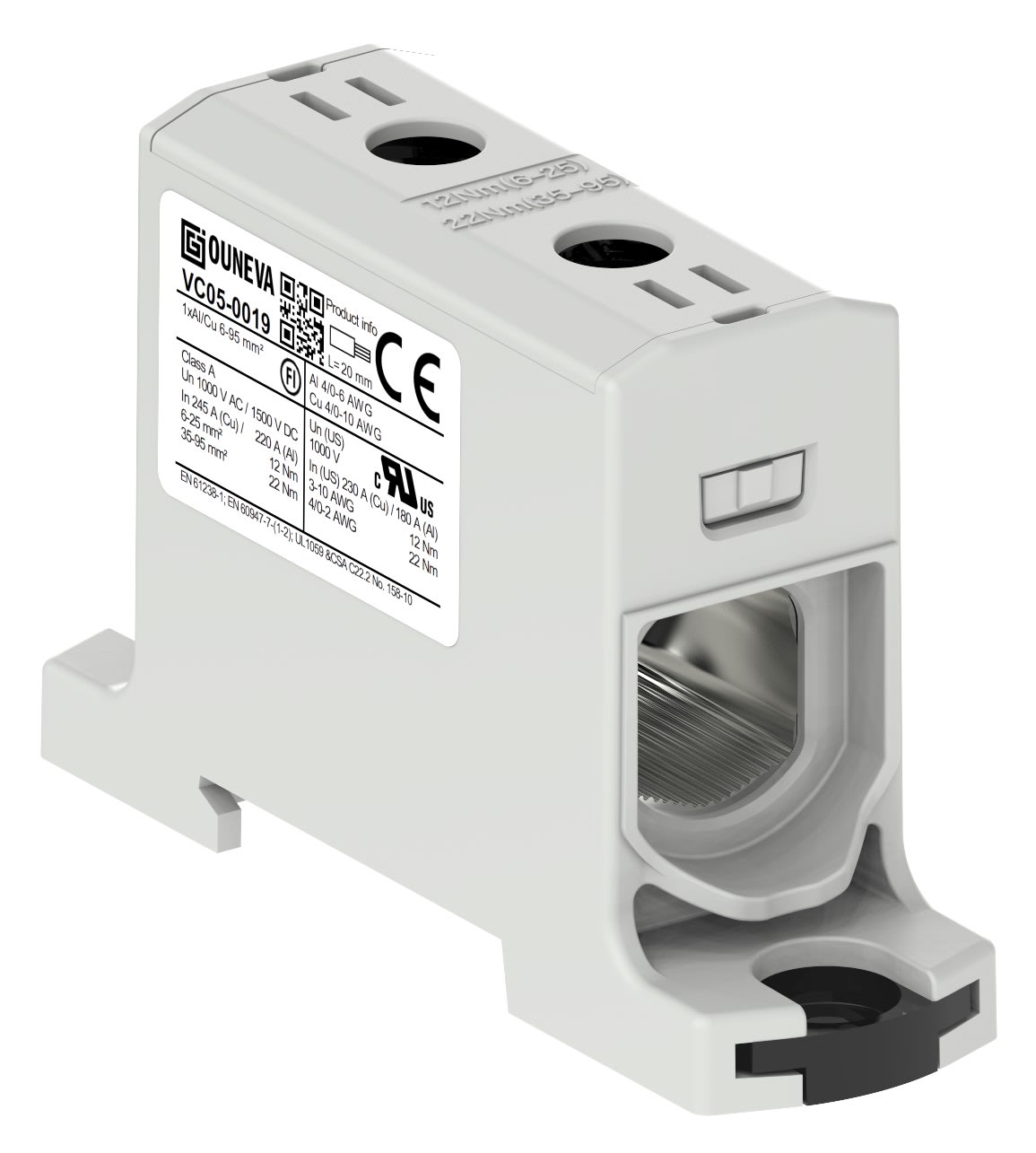 Ouneva universalplint 6–95 mm² Al/Cu för DIN-skena - Grå - 2675366